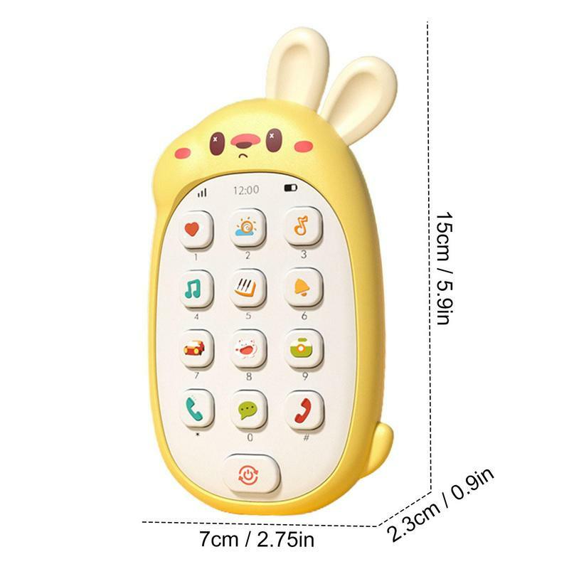 Toy Cell Phone Cute Bunny Shape Phone Toy With Chewable Ear Battery Powered Educational Toy Bilingual Multifunctional For Kids
