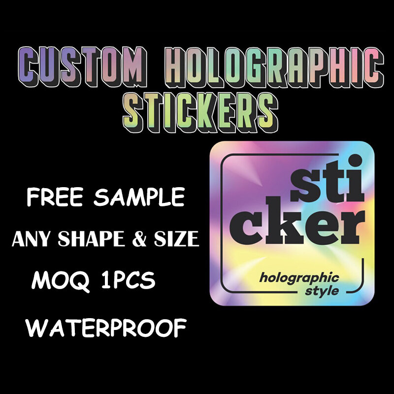 Custom Holographic Stickers Vinyl Waterproof With Logo Name Label Personalized Die Cut Cute Laptop Notebook Phone Case Removable