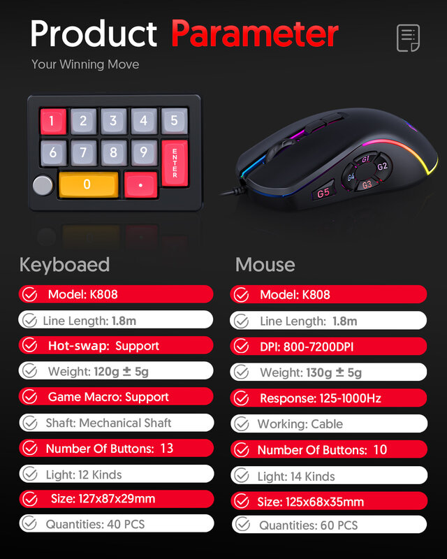 13 клавиш макро программируемая полностью Горячая переключение механический переключатель 7 цветов RGB светильник игровая мини-клавиатура
