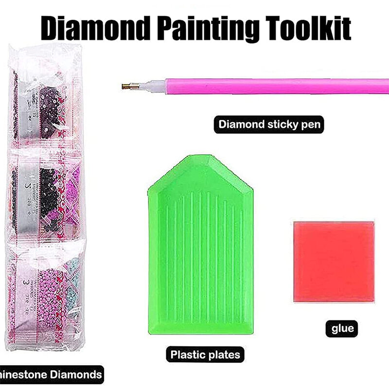Conjunto completo de pintura diamante para adultos, 5D Diamond Art, Purple Moon, bordado Craft Set, decoração de parede, DIY