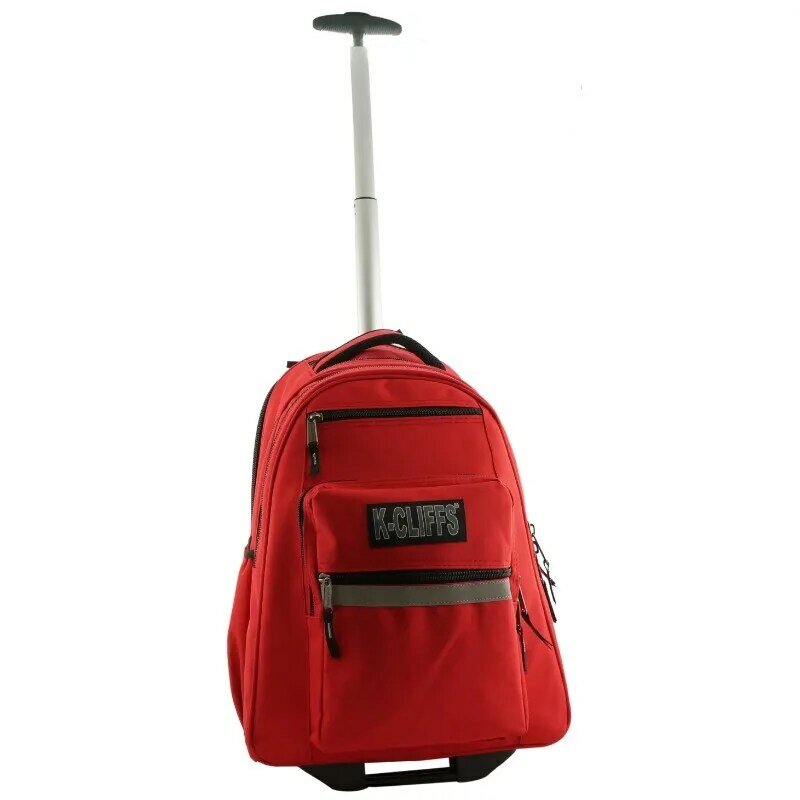 Unisex Heavy Duty Rolling Backpack, Mochila escolar com rodas, Listra reflexiva, preto, segurança