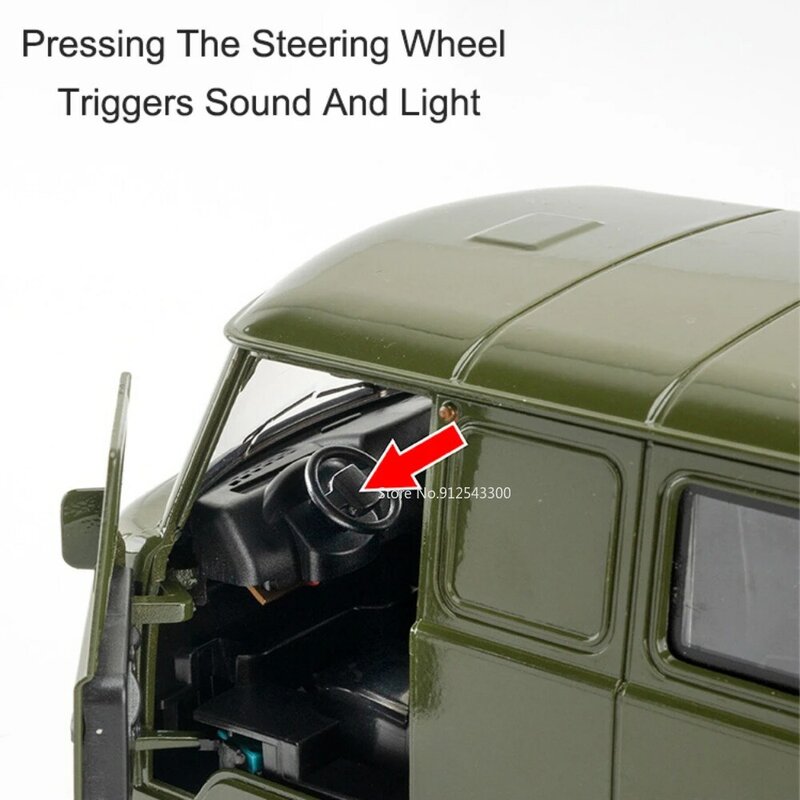 1:18 Russian UAZ TRAVELER Minibus Car Model Toy Alloy Body Metal Diecasting with Pull Back Sound Light Van for Children Vehicle