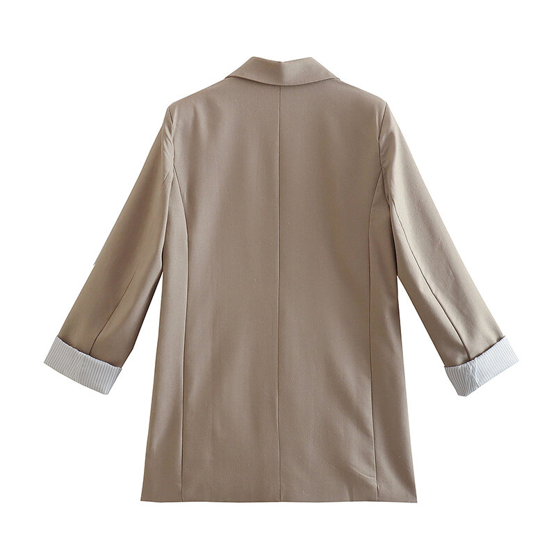 2023 Women Spring Fashion Solid Cardigan Blazer Coat Vintage Lapel Collar Long Sleeve Pockets Office Lady Female Casual Tops