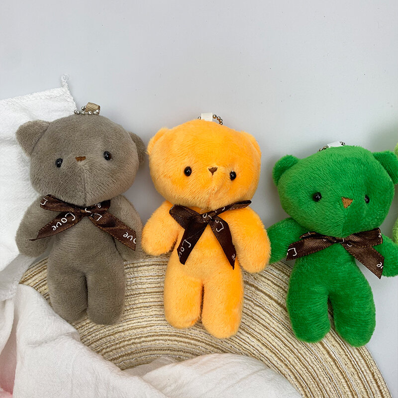 테디 베어 봉제 인형 장난감, 동물 인형 키체인 펜던트, 파티 결혼식용 작은 선물, 어린이 선물, 새로운 색상, 12cm 곰