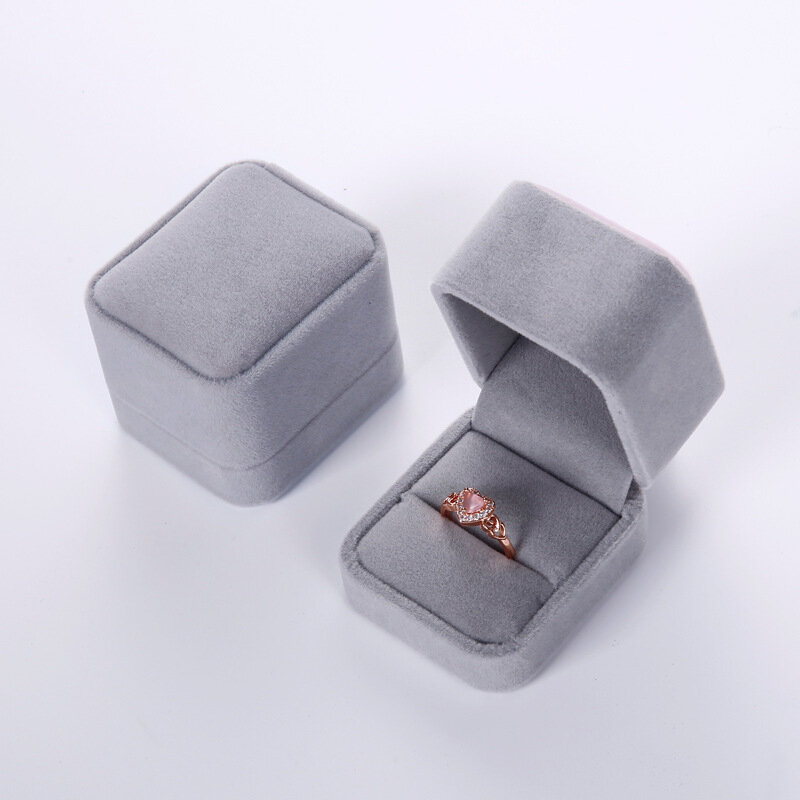 Velvet Mini Square Jewelry Box, Brincos Ring Organizer, Display Case, Armazenamento De Anéis De Casamento, Caso De Proposta, Amantes Presente