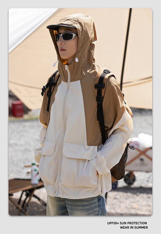 Abrigo con capucha de protección solar UPF50 +, chaqueta informal de secado rápido, cómoda y ligera, para exteriores, novedad