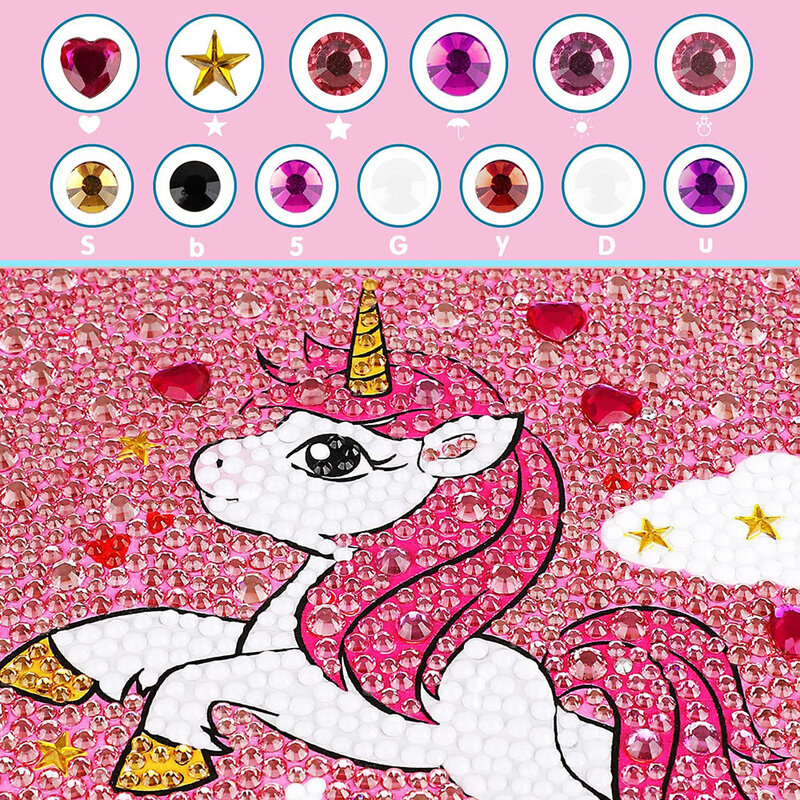 5D Diamond Painting Kit for Kids Cartoon Unicorn Full Drill Painting by  Number Kits For Beginners Rhinestone Embroidery Gift