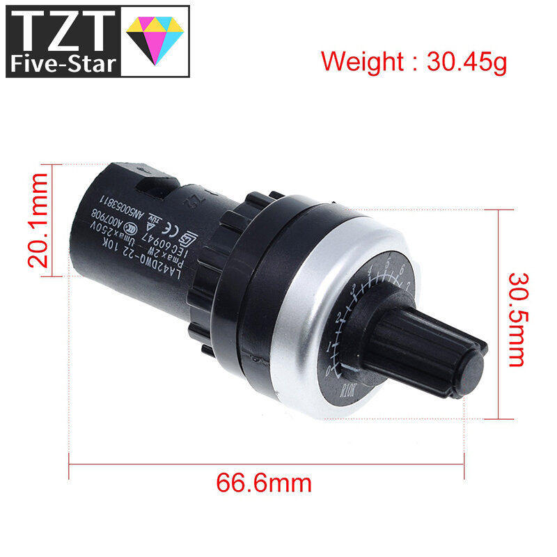 LA42DWQ-22 1K 2K 5K 10K 20K 50K 100K 200K 22mm Diameter Pots Rotary Potentiometer Converter Governor Inverter Resistance Switch