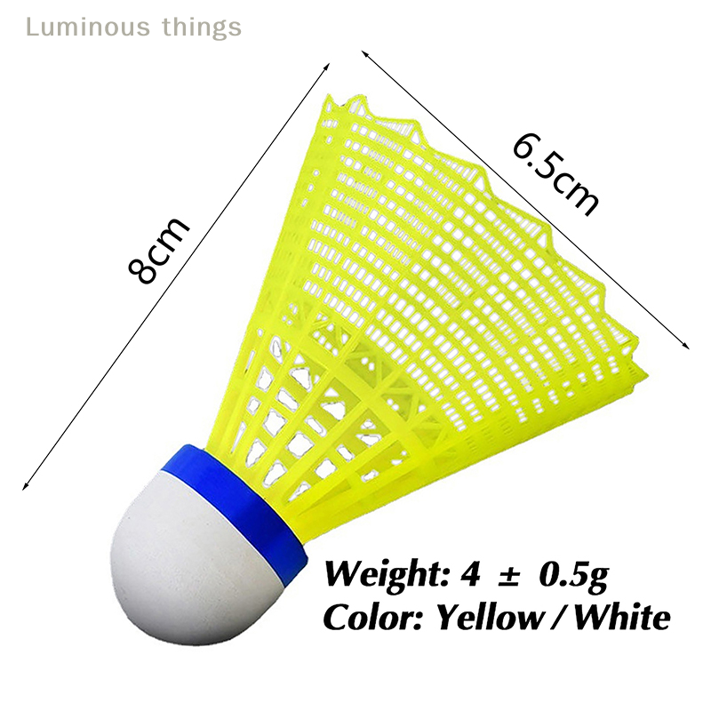 Bola plástica durável do badminton para o treinamento dos esportes, amarelo e branco, nylon, estudante, treinamento, 1PC