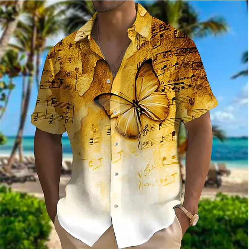 남성용 민족 부족 트렌디 요소 캐주얼 야외 하와이안 단추 셔츠, 부드럽고 편안한 소재, 2023 여름