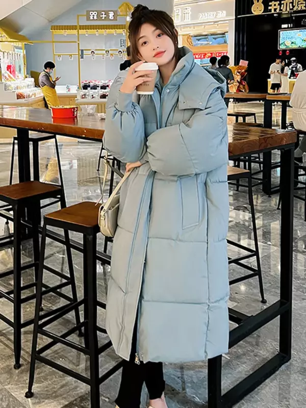 Capispalla femminile lungo Streetwear taglia 3XL -30 gradi inverno donna parka con cappuccio X-giacche lunghe cappotto Casual spesso caldo antivento