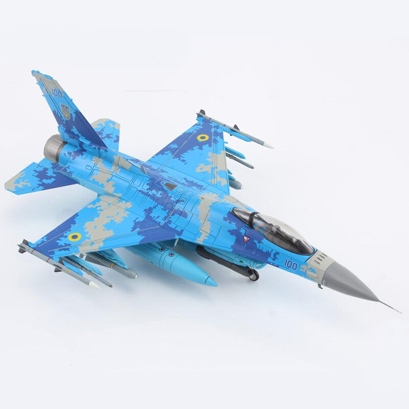 Die cast F16 fighter jet 1:72 rasio paduan dengan simulasi plastik model pesawat ornamen untuk hadiah pria