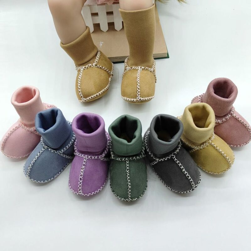 Zapatos de piel de oveja cosidos para bebé, botas cálidas naturales suaves y puras, calzado antideslizante resistente al desgaste