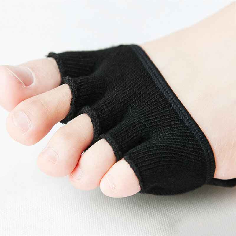 Women Invisible Five-finger Forefoot Half Socks Sweat Absorbing Sponge Insole Pad Half Palm Shallow Port On-slip Open Toe Socks