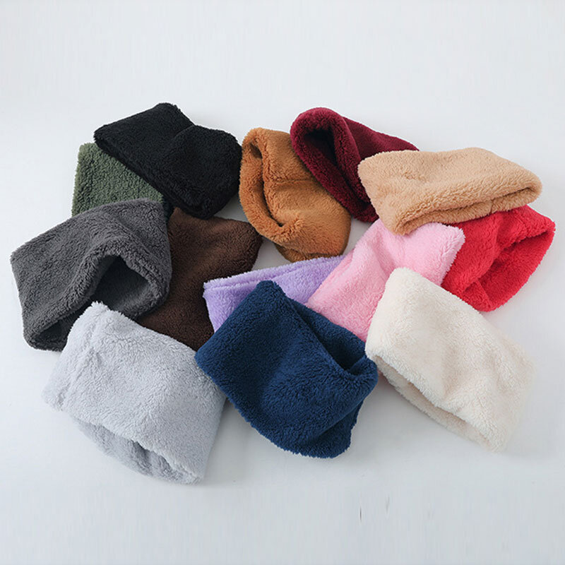 Winter Velvet Snood Thick Scarves Single Circle Plus Fleece Solid Color Scarves Fashion Soft O Ring Neck Collar Warmer Scarf