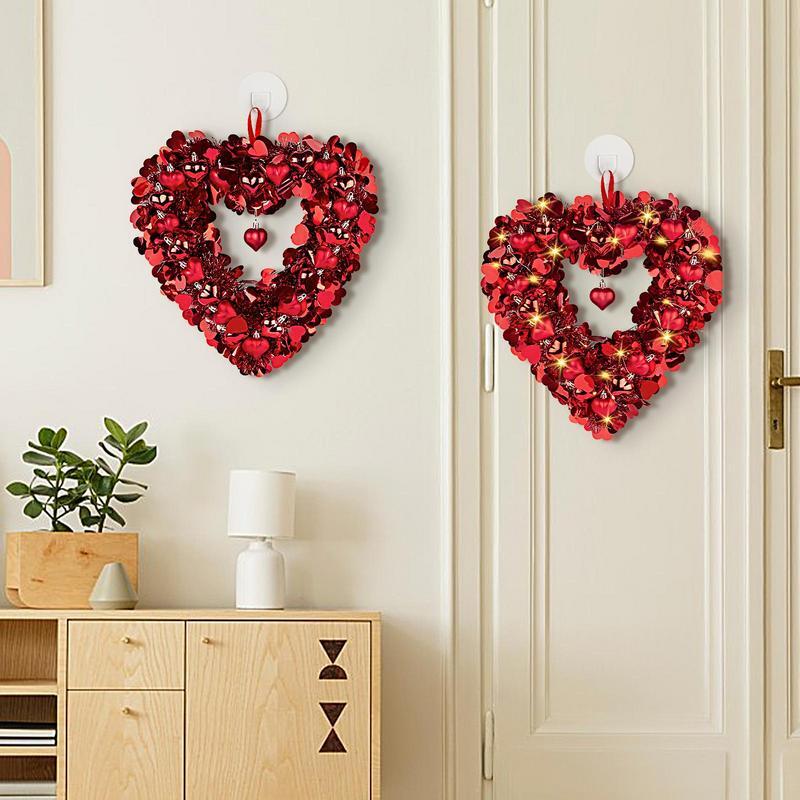 Valentine's Day Wreath For Door Heart-Shaped Garland Hanging Decor Anniversary Festival Wedding Party Wreath Wall Decoration