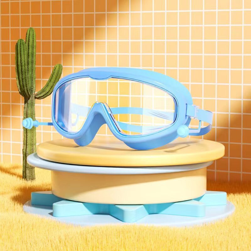 Противотуманные плавательные очки для начинающих, большая оправа, широкоугольный обзор, HD Регулируемые очки для плавания