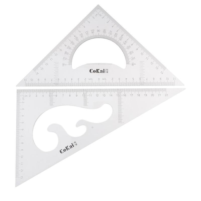 3-6pack 2 Pack 45/60 Degree Geometry Triangle Ruler Drawing Drafting Set Clear