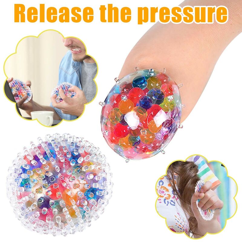 Bola de cuentas de colores para aliviar la presión, juguete antiestrés para niños, Tpr, sin rebabas de red, presión de ventilación, 2ml