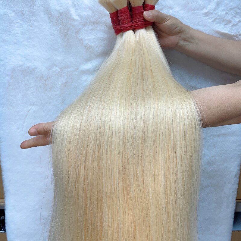 Extensions de Cheveux 100% Naturels Vierges Non Traités pour Tressage, Vente en Gros, Bundles Lisses de Couleur Blonde 613