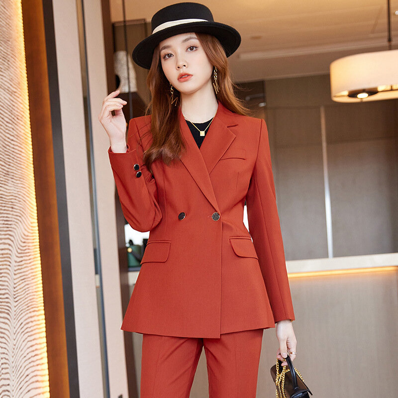 Jednorzędowy jednokolorowy kombinezon damski odzież biznesowa z długim rękawem menadżer kosmetyczki nosi formalna odzież zestawy do pracy