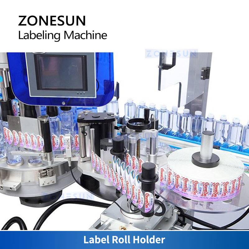 Zonesun Automatische Etiketteermachine Zelfklevende Etiketten Sterwiel Ronde Cilindrische Flessen Mineraalwater Verpakking ZS-CYGDP6