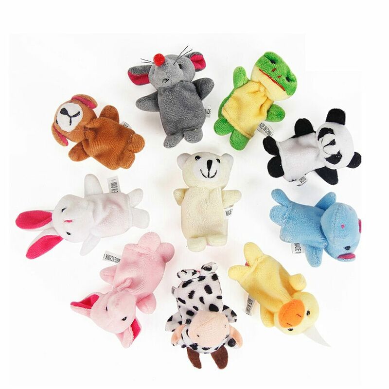 Cute 10pcs/set Animal Stuffed Baby Educational Kids Family Finger Puppets Hand Puppet Finger Toy Cloth Doll