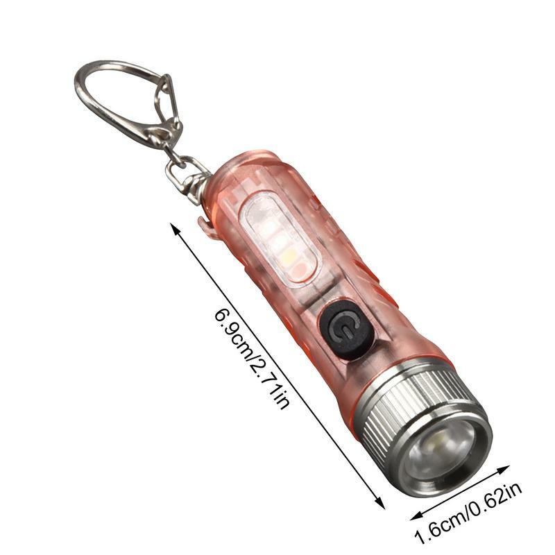Miniatura LED Chaveiro Lanterna, Flash Lights com Tipo-C Porta De Carregamento Rápido, Mini Lanterna