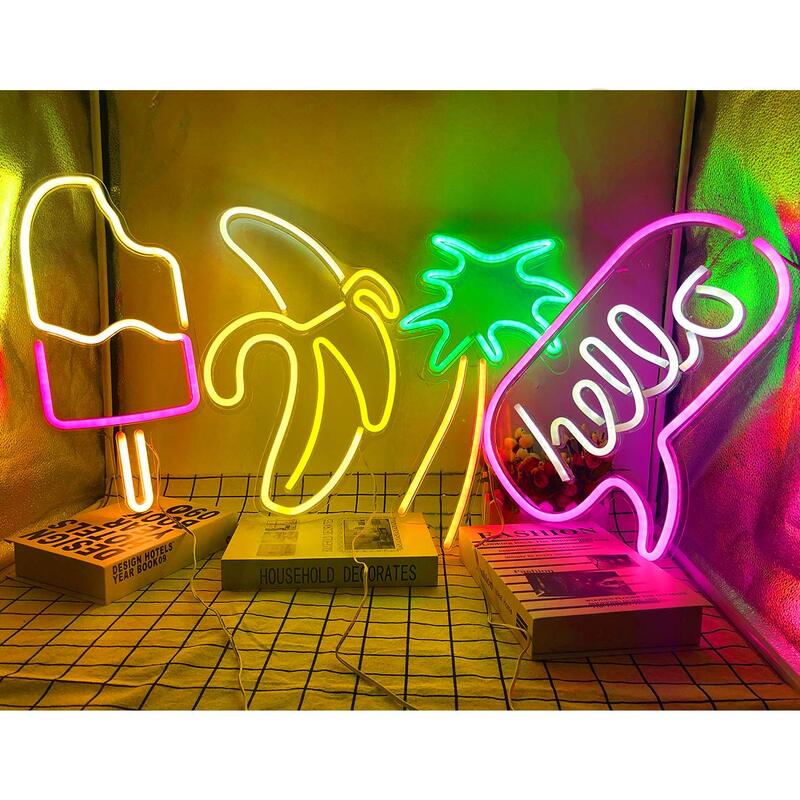 Cacto LED Neon Wall Signs, luz decorativa da noite, alimentado por USB Plug, quarto e decoração