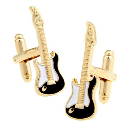 IGame-gemelos de guitarra de Material de latón de calidad, serie de instrumentos musicales, gemelos para hombres de boda