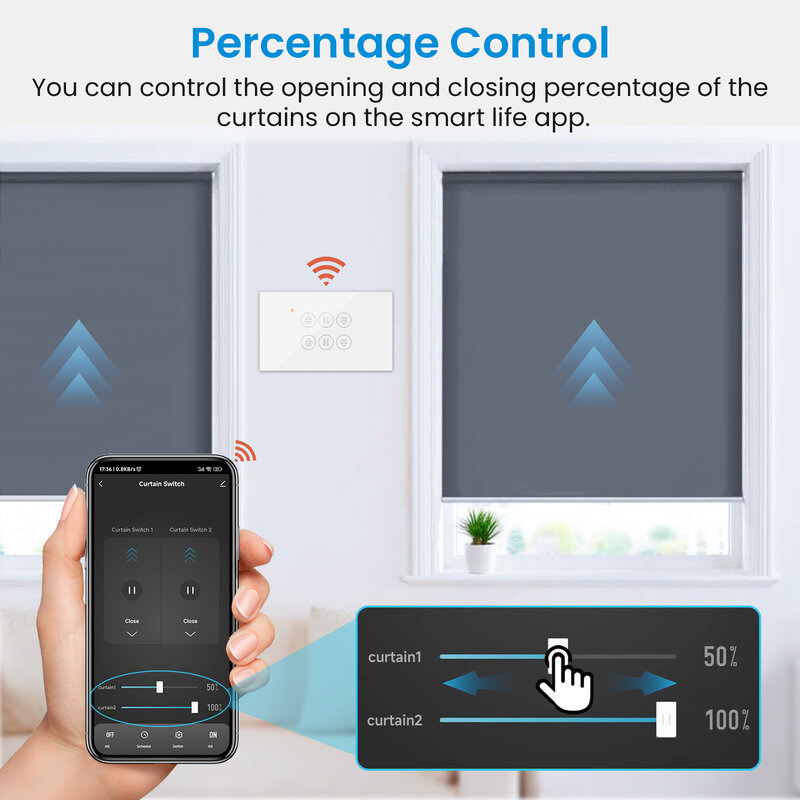 LoraTap Tuya ZigBee 3.0 US saklar tirai ganda, untuk persentase Motor Tubular, kontrol suara Google Alexa, asisten rumah DIY