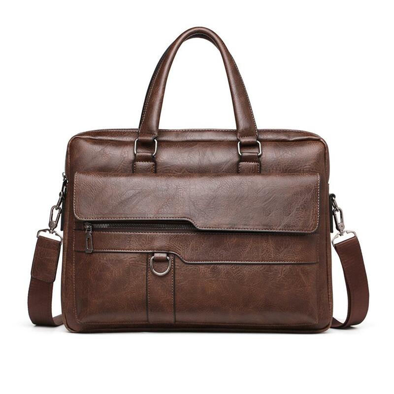 Деловая сумка из искусственной кожи для мужчин, мессенджер в стиле ретро, портфель с несколькими карманами