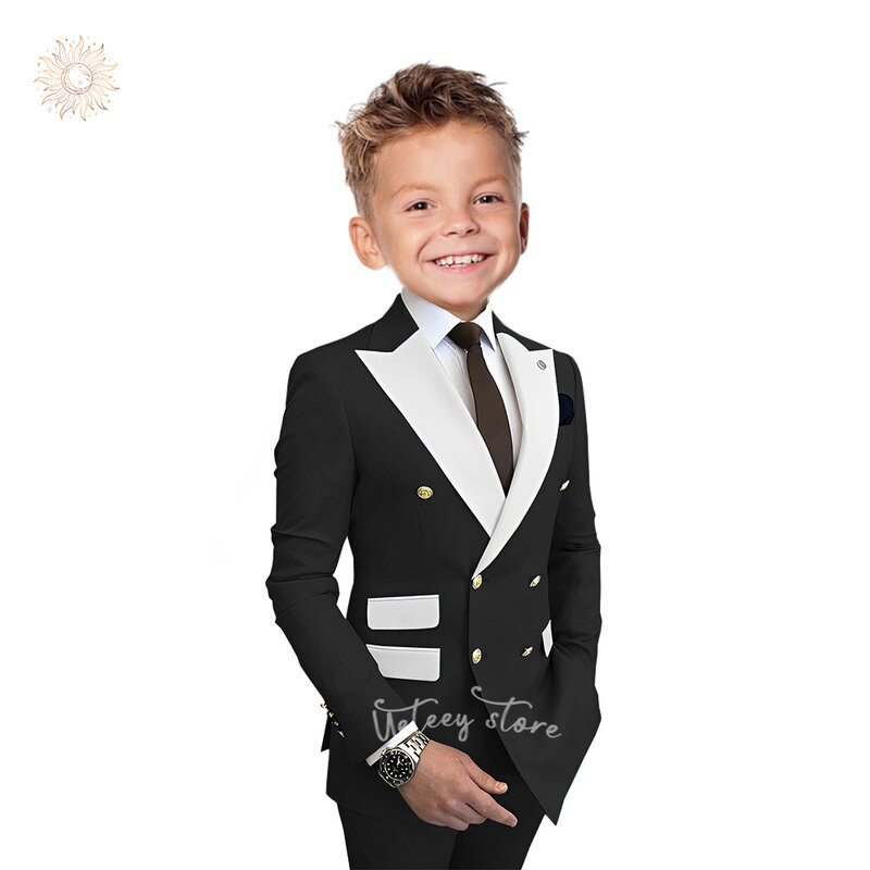 2 Stück Jungen anzug Kleinkind Outfit für Jungen solide Zwei-Knopf-Blazer Hosenanzug für Party Hochzeit Abschluss ball