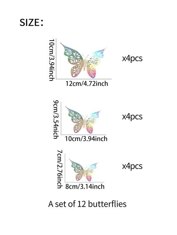 12 sztuk 3D wydrążony naklejka na ścianę z motylem sypialnia salon w domu papier dekoracyjny motyl