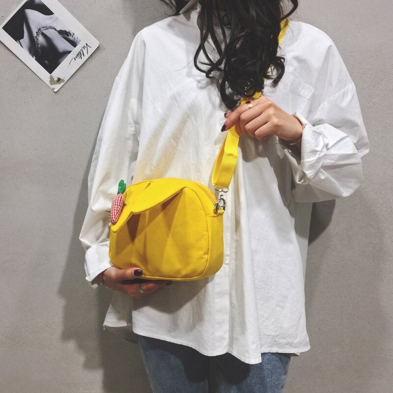 Nowa modna dama w jednolitym kolorze płócienna torba na ramię z rzodkiewką torba studencka lata dzika przenośna torba kurierska