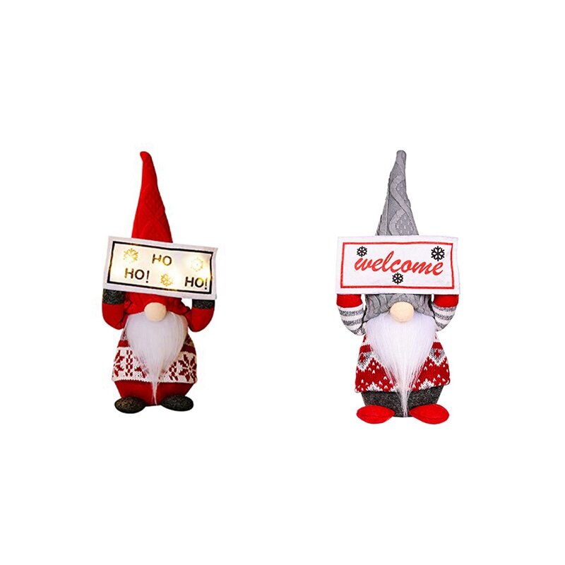 Boże Narodzenie krasnale pluszowe ręcznie robione szwedzkie ozdoby Gnome z diodowymi, skandynawskimi lalkami