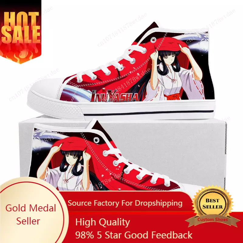 Kikyo-Zapatillas deportivas de lona de alta calidad para hombre y mujer, zapatos personalizados con dibujos animados, cómics, Manga, Inuyasha