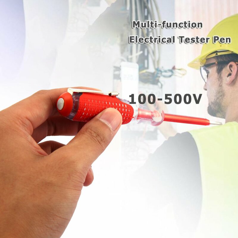 Nieuwe 100-500V Dual-Gebruik Test Pen Schroevendraaier Duurzaam Isolatie Elektricien Home Tool Test Potlood Elektrische Tester chrome Pen Tool
