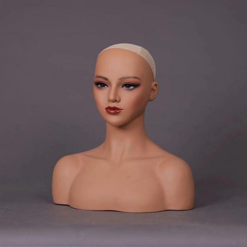 Female Mannequin Manikin with Makeup Model Headband Display Human Hair Wig Salon Beauty Scarf Glasses Hat Cap Stand Rack