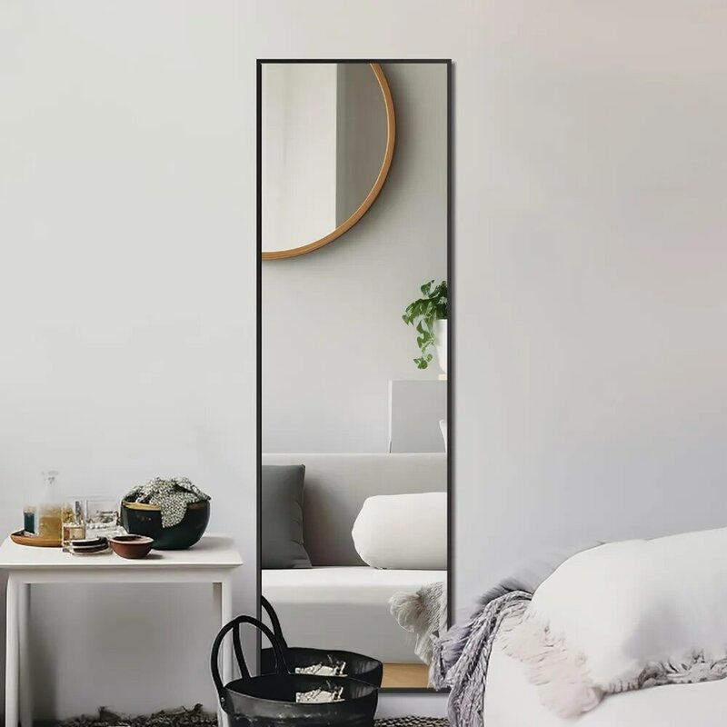 Cermin dinding panjang penuh, kaca berdiri seluruh tubuh, cermin lantai besar untuk pintu dinding kamar tidur ruang tamu