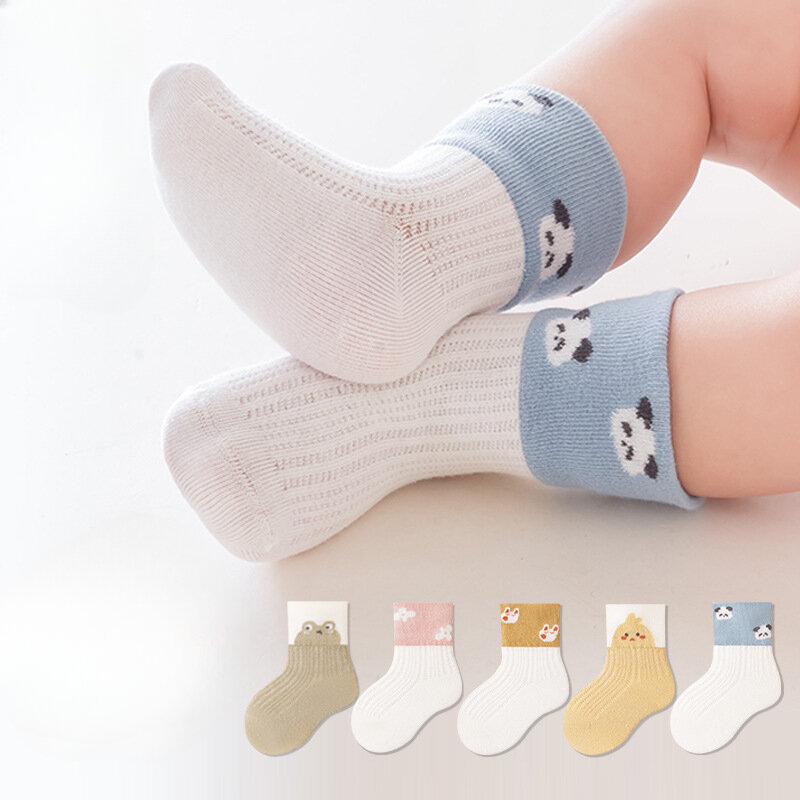 Newborn Baby Socks Summer Thin Mesh Breathable Baby Sock Cartoon Panda Loose Mouth Pure Cotton Short Sock  Baby Socks