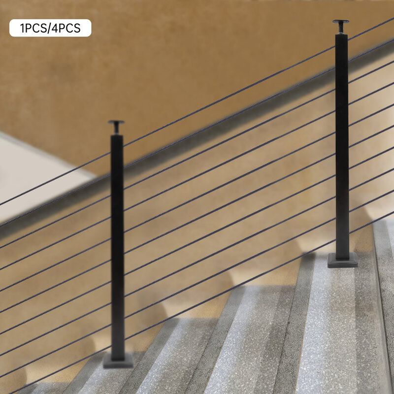Poteau de garde-corps à câble en acier inoxydable, poteau d'escalier percé à 30 °, ligne d'angle supérieure réglable, montage sur le dessus, 36 po x 2 po x 2 po