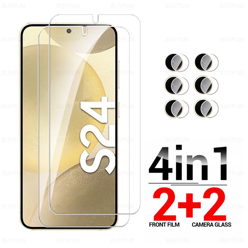 Für Samsung Galaxy S24 Glas 4 in1 Kamera gehärtetes Glas Samsung 24 Ultra S 24 plus S24Ultra S24plus S24U 5g Objektiv Displays chutz folie