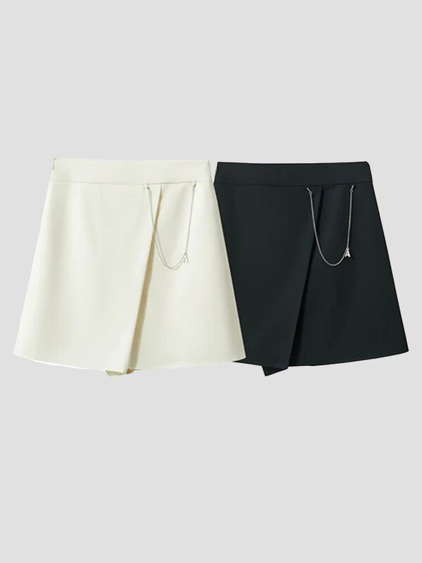 Женская юбка-шорты с завышенной талией, на осень