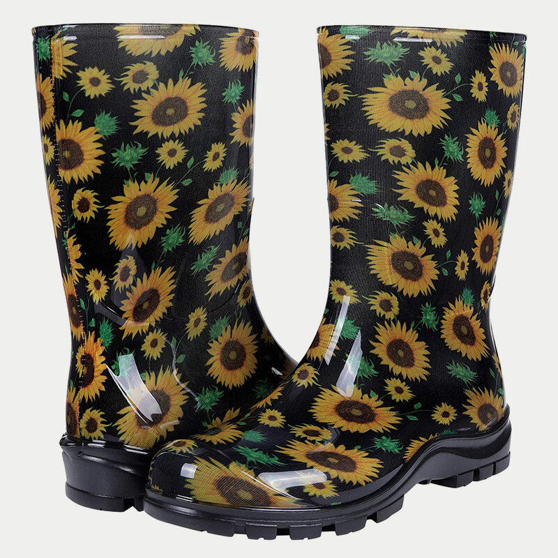 Bebealy-Botas de lluvia antideslizantes para mujer, zapatos de jardín suaves para el trabajo al aire libre, impermeables, de goma, informales, de verano