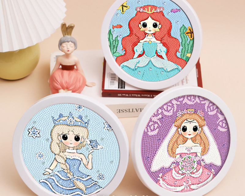 Cartoon Princess Diamond Painting, Pintura a cristal pontilhada artesanal, Decoração de artesanato circular, presente para meninas