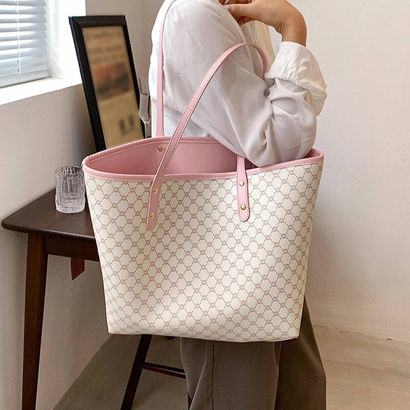 Projektant mody na co dzień torba na ramię z nadrukiem pojemna torba Tote Bag ze skóry PU dla kobiet torba na ramię torebka damska