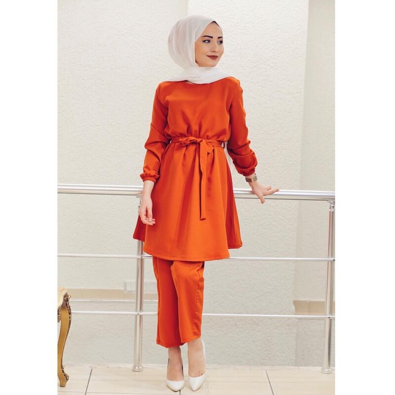 Kaftan Dubai Abaya Women Muslim Set Turkey  Fashion Hijab Dress Sets Islam Clothing  Musulman Ensembles De Mode
