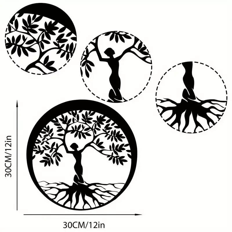 CIFBUY Deco Metal Woman Tree Sign Metal Family Wall Hanging Decoration Home Room Decor Sign housewaring Gift Outdoor Sign Wall