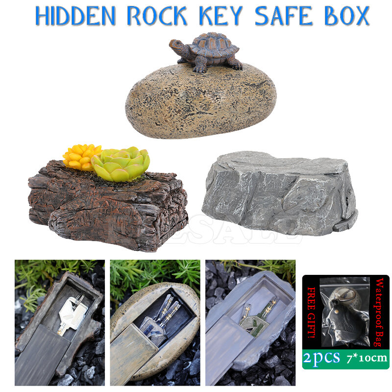 كابينة التخزين الخفية البصر مفتاح صندوق الأمان ، شكل حجر الصخور ، حديقة المنزل RV مفاتيح الغيار ، خزائن الموجودة في قاعدة المفتاح ، الديكور السري